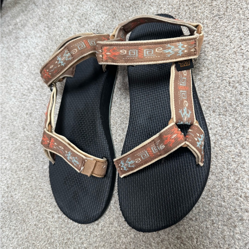 Teva Brown and Black Sandals with Patterned Straps - Picture 2 of 8